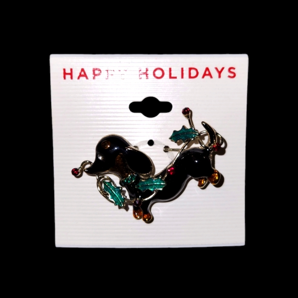 Dachshund Christmas pin